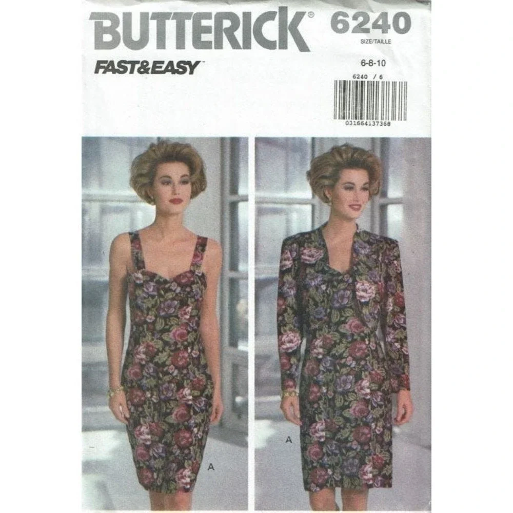Butterick Sewing Pattern‎ 6240 Jacket Dress Misses Size 6-10 UNCUT